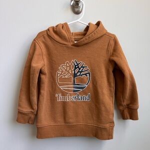 Timberland Kids' Rust Brown Hooded Sweatshirt with Logo